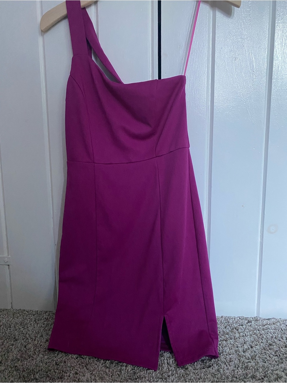 Blue Blush One-Shoulder Fuchsia Cocktail Dress
